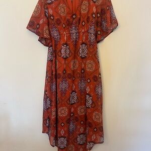 Maurices Rust Red Printed Maxi Dress